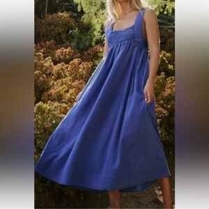 Free People Delphine Midi Dress Birdsong blue 100% Cotton